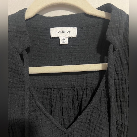 Evereve Eleanor Smocked Gauze Black Long Sleeve Top Blouse women’s XS - Picture 4 of 10